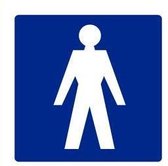 Heren toilet sticker, blauw 200 x 200 mm