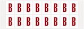 Letter stickers alfabet - 20 kaarten - rood wit teksthoogte 25 mm Letter B