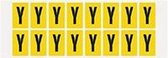 Letter stickers alfabet - 20 kaarten - geel zwart teksthoogte 25 mm Letter Y