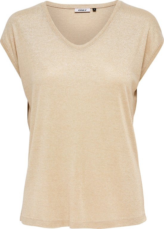 ONLY ONLSILVERY S/S V NECK LUREX TOP JRS NOOS Dames T-shirt - Maat S