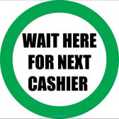 Vloersticker 'Wait here for next cashier', 100 mm