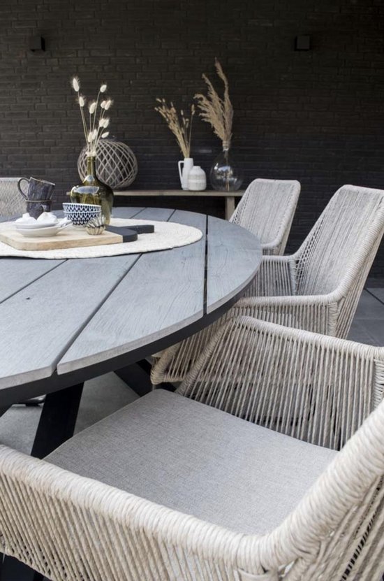 Ovale tuintafel Cyprus 180cm | Grey | Polywood & Aluminium | bol.com