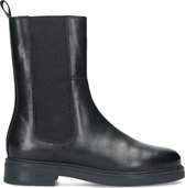 Manfield - Dames - Zwarte leren chelsea boots - Maat 36