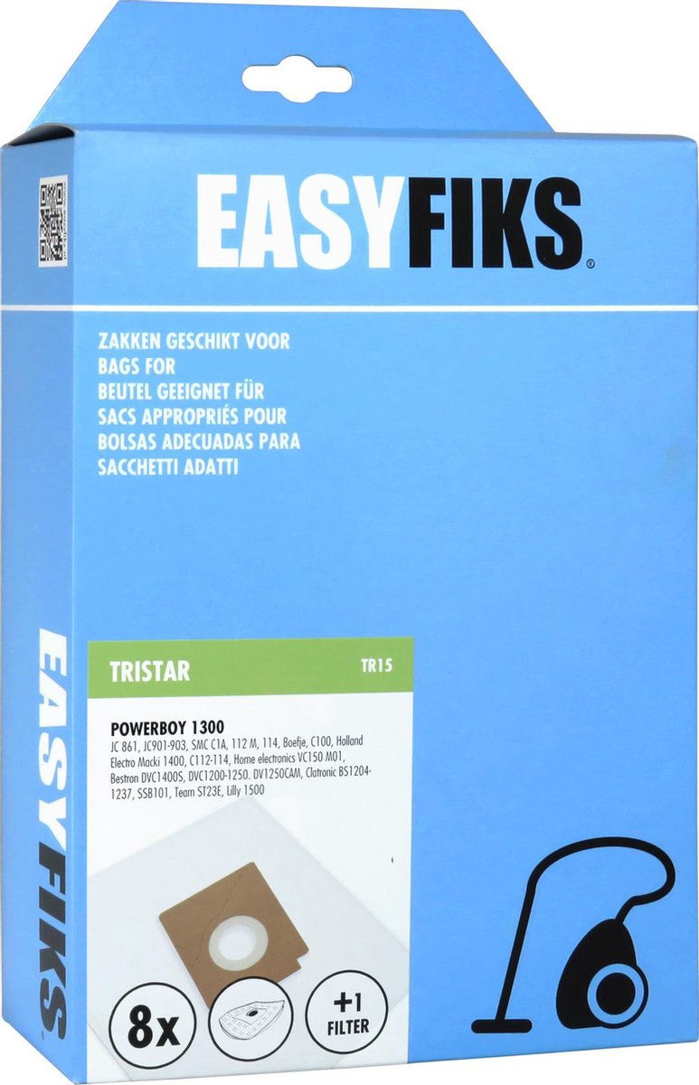 Easyfiks - Stofzuigerzakken - Geschikt voor Tristar Powerboy 1300 - 8 Stuks