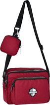 SafeSave schoudertas – Waterafstotend met ristsluiting –  afneembare en verstelbare schouderriem - portemonnee - rood