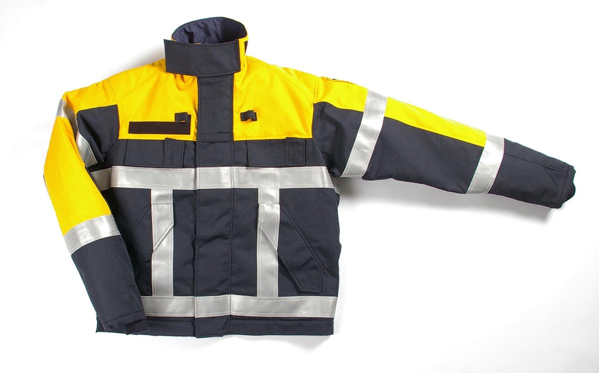 Brandweerkleding Blusblouson Gore Tex Zwart Geel 3m striping Maat XL Kort
