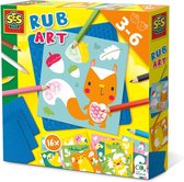 SES - Rub art - 16 kleurplaten met 8 kleurpotloden - met 3 rub platen - kleuren met reliëf