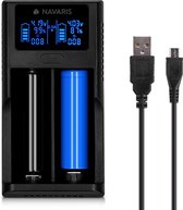 Dual batterij oplader met display - voor Lithium 10440, 14500, 16340, 17670, 18350, 18500, 18650, 26650 batterijen - Acculaadstation