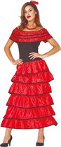 Fiestas Guirca Verkleedjurk Flamenco Dames Zwart/rood Mt 42-44