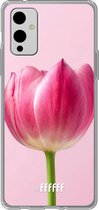 6F hoesje - geschikt voor OnePlus 9 -  Transparant TPU Case - Pink Tulip #ffffff