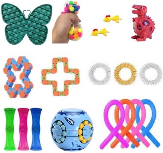 Fidget toys pakket 18 stuks Pack Fidget Zintuiglijke Speelgoed Set Stress  Relief... | bol.com