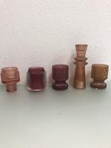 waxine houders roze/bruin - set van 5 stuks