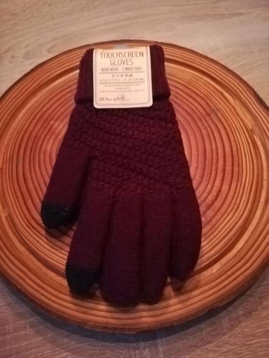 Chibaa - Handschoenen 2020 - Bordeaux rood - One Size Fits All - touch screen - touch finger - warm - zacht - kwaliteit
