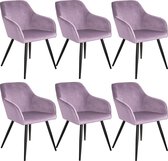 tectake - 6x Stoel Marilyn fluweellook roze/zwart SKU: 404032