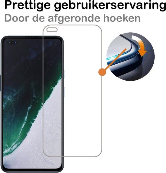 Screenprotector voor OnePlus Nord met afgeronde hoeken, getoond op telefoon.