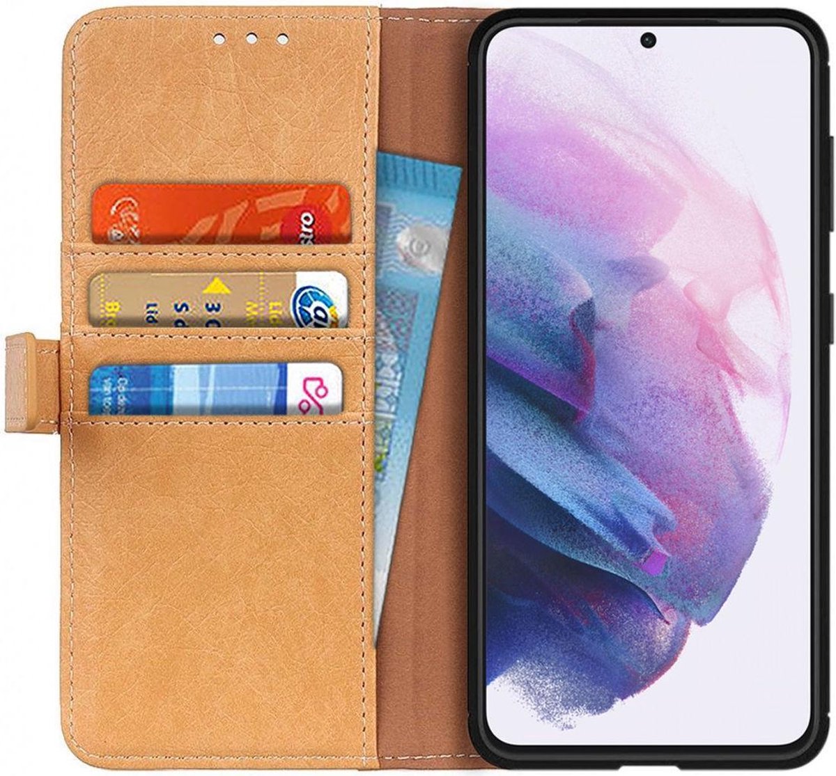 Hoesje Portemonnee Kunstleer Book Case Bruin Geschikt voor Samsung Galaxy S21 Plus
