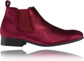Corduroy Red Chelsea Boots - Maat 42 - Lureaux - Kleurrijke Chelsea Boots - Chelsea Boots Met Print - Heren - Bijzondere Enkel Laarzen