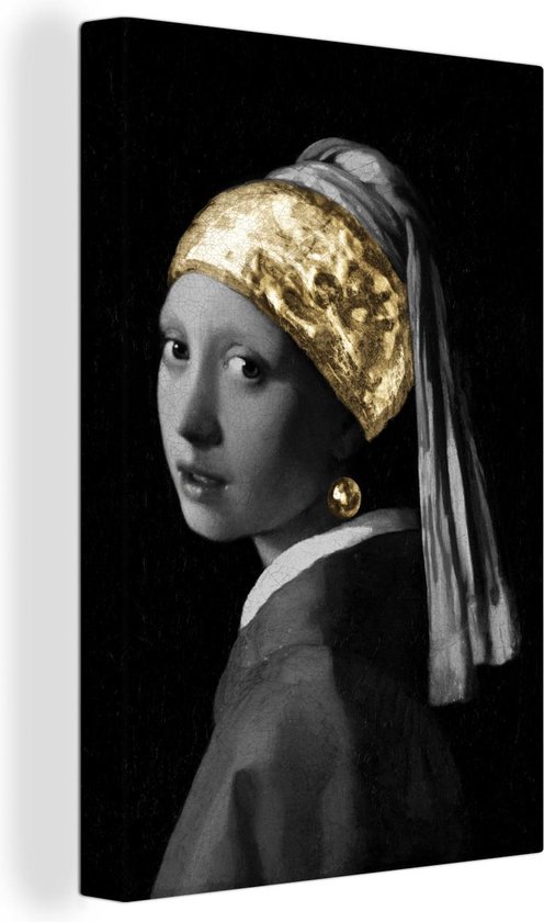 Canvas Schilderij - Meisje de parel - Johannes Vermeer - Goud - 60x90 cm | bol.com