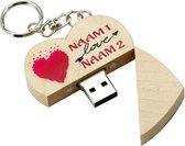 Valentijnsdag cadeau  hout hart usb stick met naam 8gb - model 1003 - Valentijn cadeau, Valentijnscadeau voor haar, Liefde cadeau, Liefdescadeau