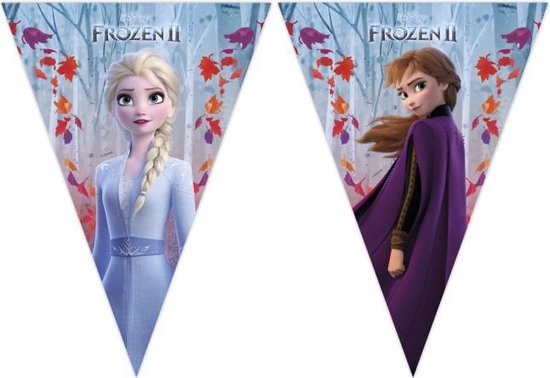 Frozen II Verjaardag Voordeel Versier Pakket XL met Gratis stickervel| Frozen II versier pakket | Groot Verjaardagspakket | Huis versieren in Frozen Stijl | Frozen Vlaggen Bordjes Servetten Tafelkleed Happy Birthday Slinger - Merkloos