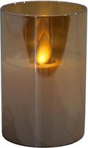 Peha Magic Flame Candle - LED kaars - Kaarsenhouder Smoked 15 Cm Glas Goud