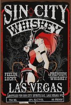 Wandbord - Sin City Whiskey Las Vegas Feelin Lucky