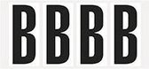 Letter stickers alfabet - 20 kaarten - zwart wit teksthoogte 95 mm Letter B