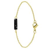 Lulu Jewels - Black Jasper stalen 14 karaat goldplated armband