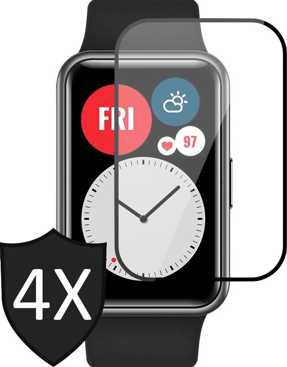 Screenprotector geschikt voor Huawei Watch Fit - Full Screen Protector - 4 Stuks