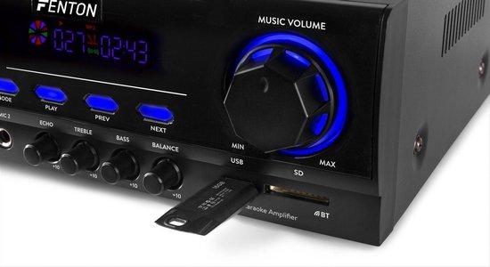 Digitale Karaoke Versterker met Bluetooth Audio - Fenton AV440 - 400 W - Fenton