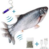 TwinQ Dansende Vis - Bewegende Vis met Kattenkruid - Kattenspeeltjes - USB oplaadbaar - Speelgoed voor katten - Incl. Kattenlampje