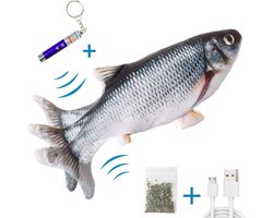 TwinQ Dansende Vis - Bewegende Vis met Kattenkruid - Kattenspeeltjes - USB oplaadbaar - Speelgoed voor katten - Incl. Kattenlampje Image