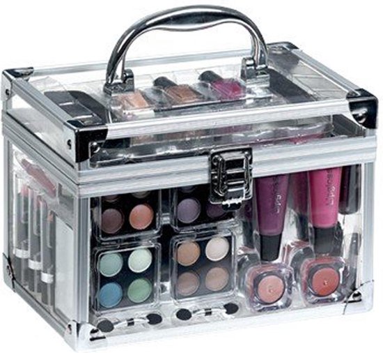 Casuelle Doorzichtige Make-Up Koffer Met Inhoud