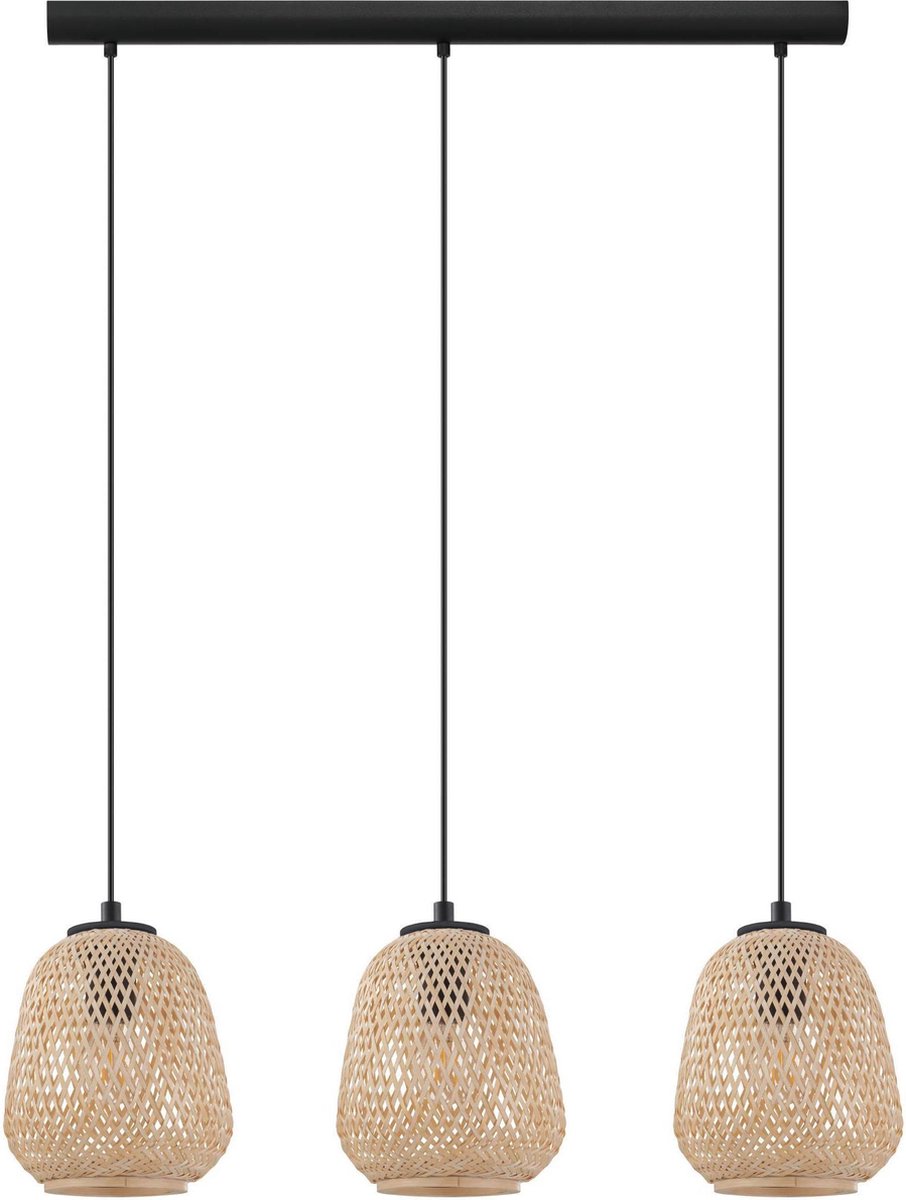 EGLO Dembleby - Hanglamp - E27 - 90 cm - Zwart/Natuur