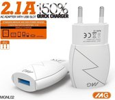 Apple iPhone Lightning kabel 1 meter + Usb Adapter Geschikt als Thuislader/ Snellader – MG – Wit