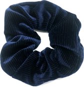 Dielay - Scrunchie van Ribstof / Ribfluweel - Corduroy Haarelastiek - Blauw