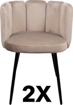 Pole to Pole Velvet Eetkamerstoelen Beige (2 Stuks) | Velvet Chairs