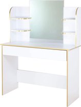 Monkey's Luxe Kaptafel - Kaptafel Voor Vrouwen - Luxe - Elegante Gouden Rand - Grote Lade - 104 x 40 x 152 cm