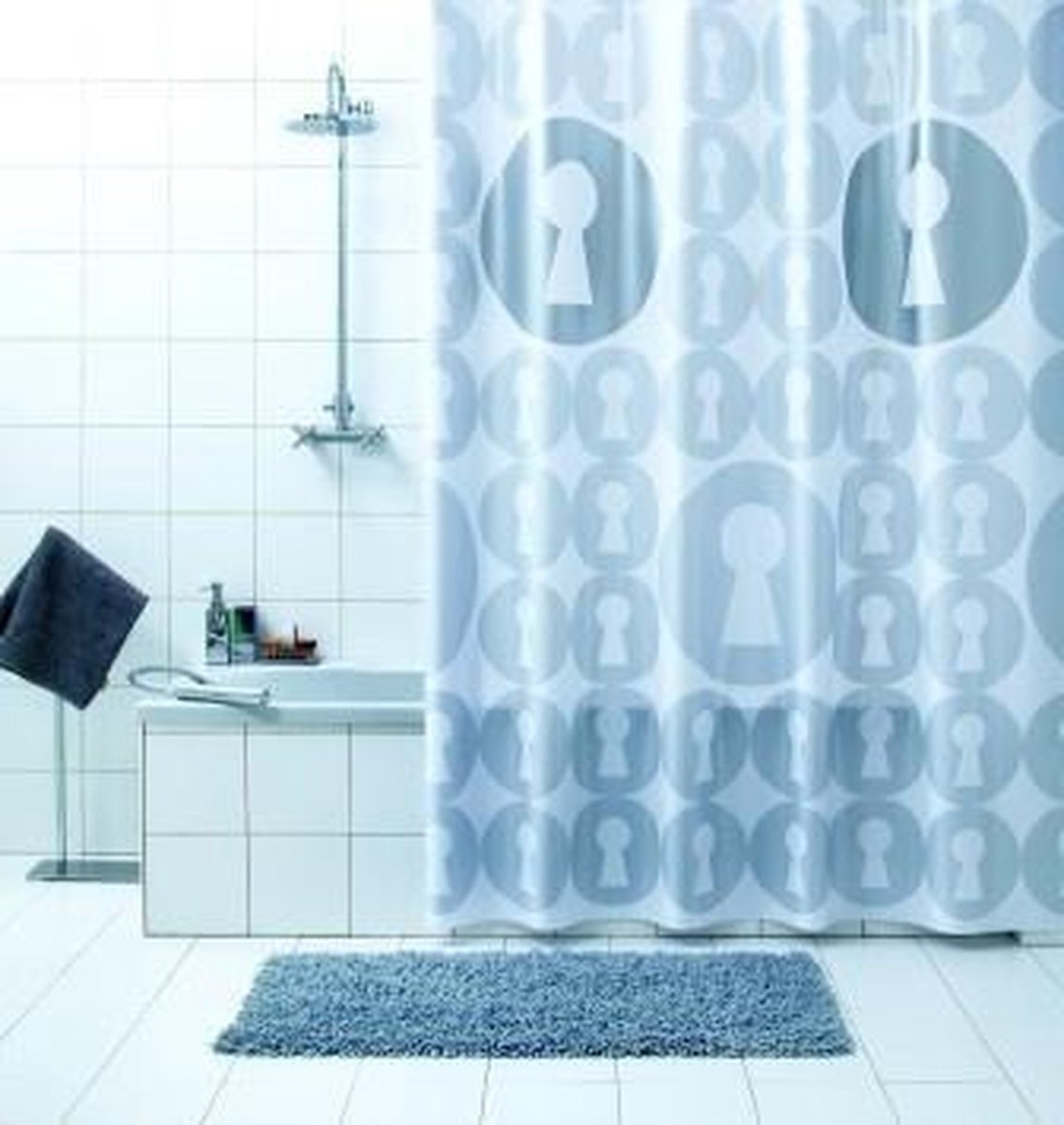 PVC Douchegordijn Oltre GrijsBlauw 180x200cm