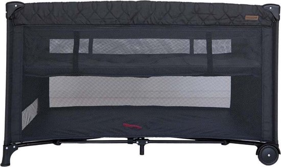 Prénatal Luxe Campingbedje met Bodemverhoger - Inklapbaar Baby Campingbed - Reisbedje met Wieltjes - Inclusief Bodemmatras - 120 x 60 cm - Zwart