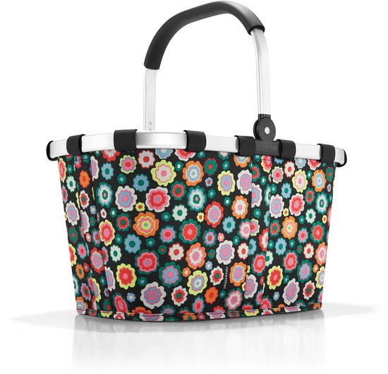 Reisenthel Carrybag Boodschappenmand - Polyester - 22L  - Happy Flowers Zwart; Multi Kleur
