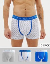 FCUK Boxers - 3 Pack blauw/wit/grijs - Maat M