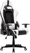 Bobby's Gamingstoel - Bureaustoel - Wit Zwart - Ergonomisch - Verstelbare Racestoel - PC Stoel - Leunstoel
