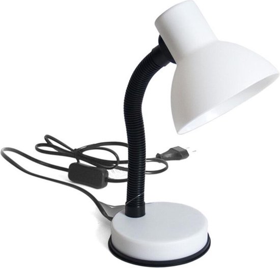 Witte leeslamp/bureaulamp 16 x 12 x 30 cm - Buigbare leeslampen/burolampen/tafellampen