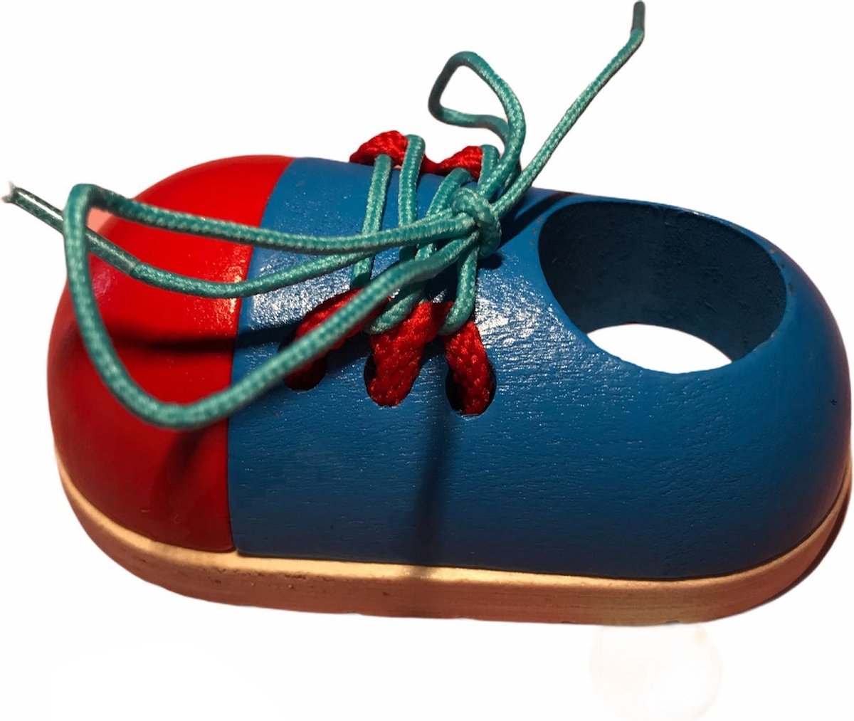 Houten schoentjes om te leren veters strikken, 2 stuks