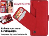 EmpX.nl Samsung Galaxy A6 Plus (2018) Rood Boekhoesje | Portemonnee Book Case | Flip Cover Hoesje | Met Multi Stand Functie | Kaarthouder Card Case | Beschermhoes Sleeve | Met Pasjeshouder & 