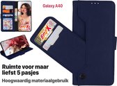 EmpX.nl Samsung Galaxy A40 Donker Blauw Boekhoesje | Portemonnee Book Case | Flip Cover Hoesje | Met Multi Stand Functie | Kaarthouder Card Case | Beschermhoes Sleeve | Met Pasjeshouder & Mag