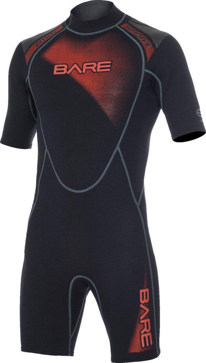 Bare 2mm Shorty - Wetsuit - Heren - M - Zwart/Rood