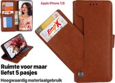 EmpX.nl Apple iPhone 7/8 Bruin Boekhoesje | Portemonnee Book Case | Flip Cover Hoesje | Met Multi Stand Functie | Kaarthouder Card Case | Beschermhoes Sleeve | Met Pasjeshouder & Magneet Slui