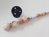 Speenkoord met naam - Just Cute - Roze - beige - luipaard - meisje - kraam cadeau - Mijs